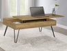 Fanning Engineered Wood Lift Top Coffee Table Golden Oak