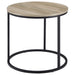 Lainey Round Occasional Side End Table Distressed Pine
