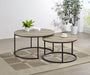 Lainey 2-piece Round Nesting Coffee Table Distressed Pine