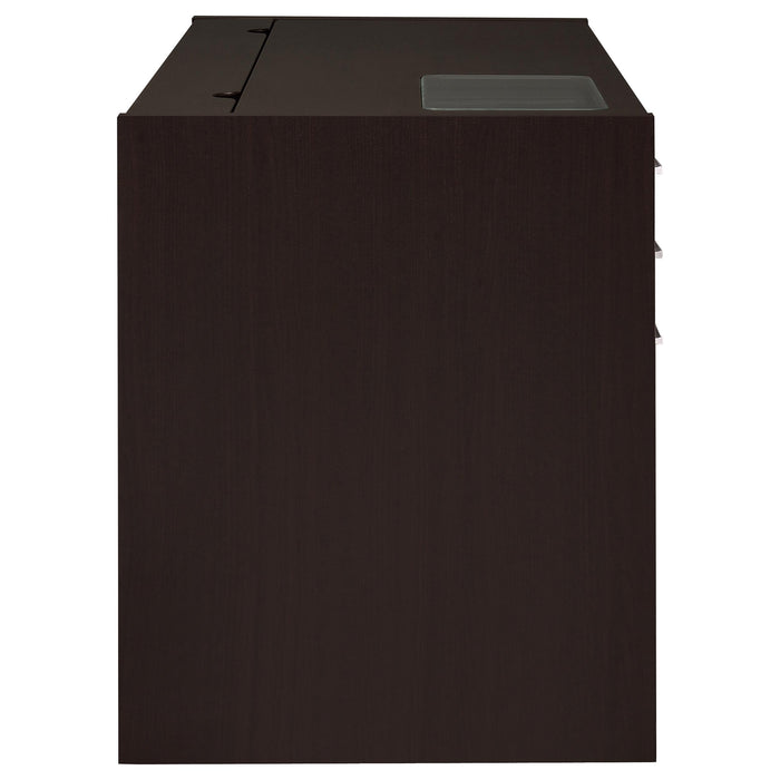 Halston 47-inch 2-drawer Office Desk with Cabinet Cappuccino