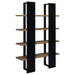 Danbrook 71-inch 4-shelf Bookshelf Black and Aged Walnut