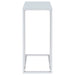 Stella White Glass Top C-Shaped Sofa Side Table Chrome