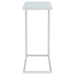 Stella White Glass Top C-Shaped Sofa Side Table Chrome