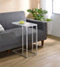 Stella White Glass Top C-Shaped Sofa Side Table Chrome