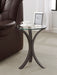 Edgar Round Glass Top Accent Side Table Cappuccino