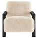 Fitzroy Faux Fur Upholstered Chair Solid Wood Arms Latte