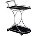 Elfman 2-tier Glass Shelf Metal Bar Cart Black and Chrome