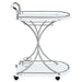 Elfman 2-tier Glass Shelf Metal Bar Cart White and Chrome