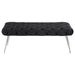 Ella Upholstered Tufted Bench Stainless Steel Legs Black
