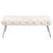 Ella Upholstered Tufted Bench Stainless Steel Legs Ivory