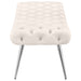 Ella Upholstered Tufted Bench Stainless Steel Legs Ivory