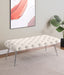 Ella Upholstered Tufted Bench Stainless Steel Legs Ivory
