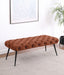 Ella Upholstered Tufted Bench Metal Legs Rust