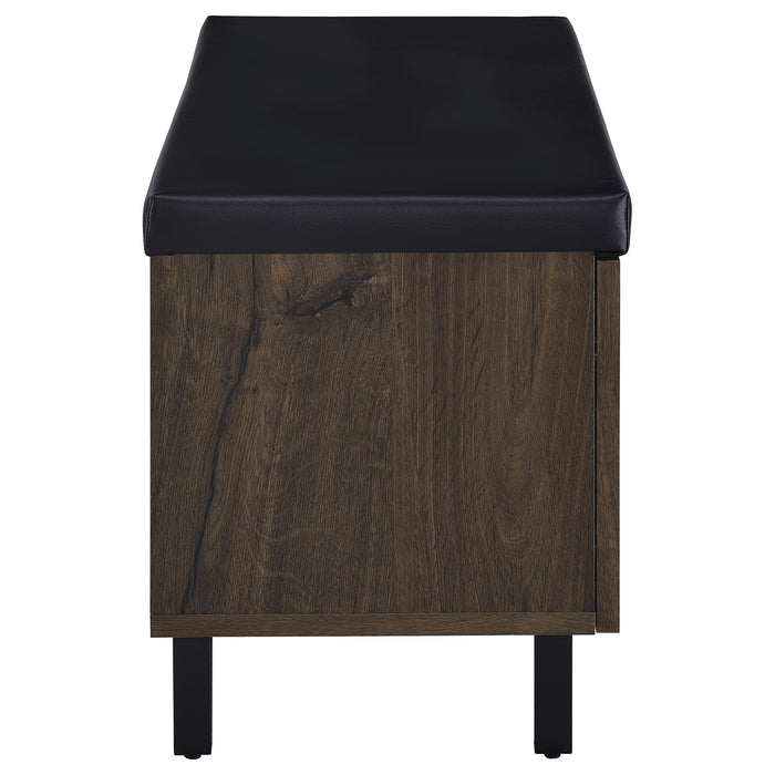 Brixton 2-door Padded Entryway Shoe Storage Bench Smoked Oak