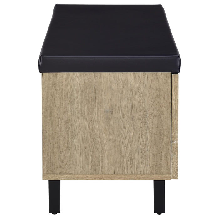 Brixton 2-door Padded Entryway Shoe Storage Bench White Oak