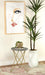 Xenia Round Bone Inlay Accent Side Table White and Gold