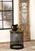 Aurora Round Drum Base Accent Side Table Natural and Black