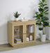 Tilbury 2-door Glass Front Accent Display Cabinet Light Oak