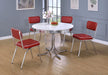 Retro Round 42-inch Wood Top Dining Table White and Chrome