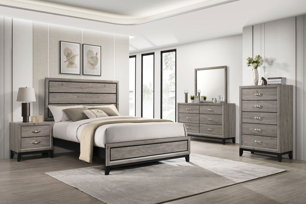 Valen Wood Full Panel Bed Light Taupe