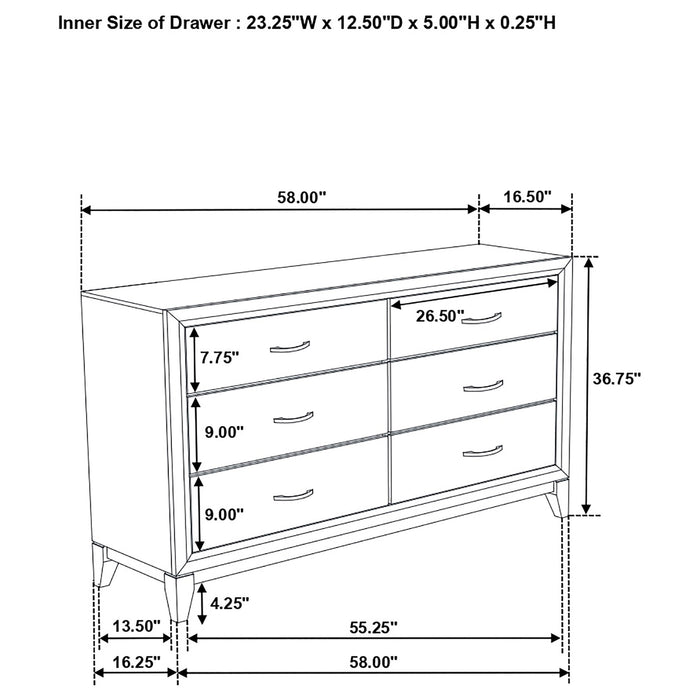 Valen 6-drawer Bedroom Dresser Cabinet Light Taupe