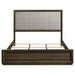 Atlas 63-inch California King Upholstered Panel Bed Grey and Dark Oak