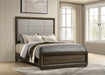 Atlas 64-inch Queen Upholstered Panel Bed Grey and Dark Oak