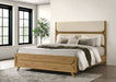 Bennett 78-inch California King Upholstered Panel Bed Cream and Light Oak