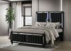 Ravenne Velvet Upholstered Queen LED Panel Bed Black