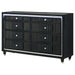 Ravenne 8-drawer Velvet Upholstered LED Dresser Cabinet Black