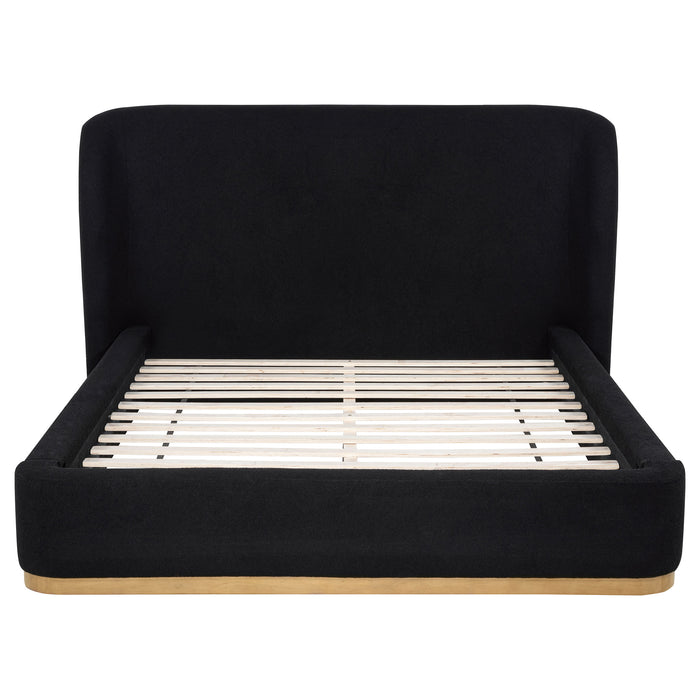 Blaire Upholstered Eastern King Wingback Platform Bed Black