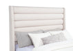 Leslie Upholstered Tufted Eastern King Wingback Platform Bed Beige