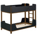Morris Twin Over Twin Wood Bunk Bed Black and Walnut
