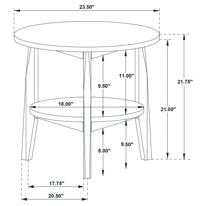 Bradley Round SmartTop End Side Table Smokey Grey and Dark Brown