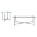 Cronin 2-piece Tempered Glass Top Coffee Table Set Chrome