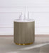 Jason Round White Marble Top Side End Table Greige