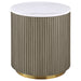 Jason Round White Marble Top Side End Table Greige
