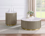 Jason Round White Marble Top Side End Table Greige