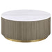 Jason 3-piece Round White Marble Coffee Table Set Greige