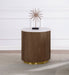 Jason Round White Marble Top Side End Table Honey Brown