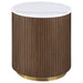 Jason 2-piece Round White Marble Coffee Table Set Honey Brown
