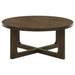 Kessler Round Sculptural Wood Coffee Table Brown