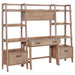 Fabian 4-piece Computer Desk and Bookshelf Set Distressed Light Brown