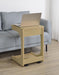 Ralston C-Shaped Lift-Top Sofa Side Table With Casters Light Oak