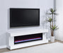 Mallory TV Stand Fireplace Console Bluetooth Speaker White High Gloss