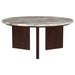 Jenna 2-piece Round Marble Top Coffee Table Set Brown