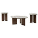 Jenna 3-piece Round Marble Top Coffee Table Set Brown