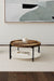 Adhvik Round Wood Top Marble Shelf Coffee Table Natural