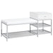 Siega 1-Drawer Shoe Storage Entryway Bench White High Gloss and Chrome