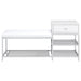 Siega 1-Drawer Shoe Storage Entryway Bench White High Gloss and Chrome